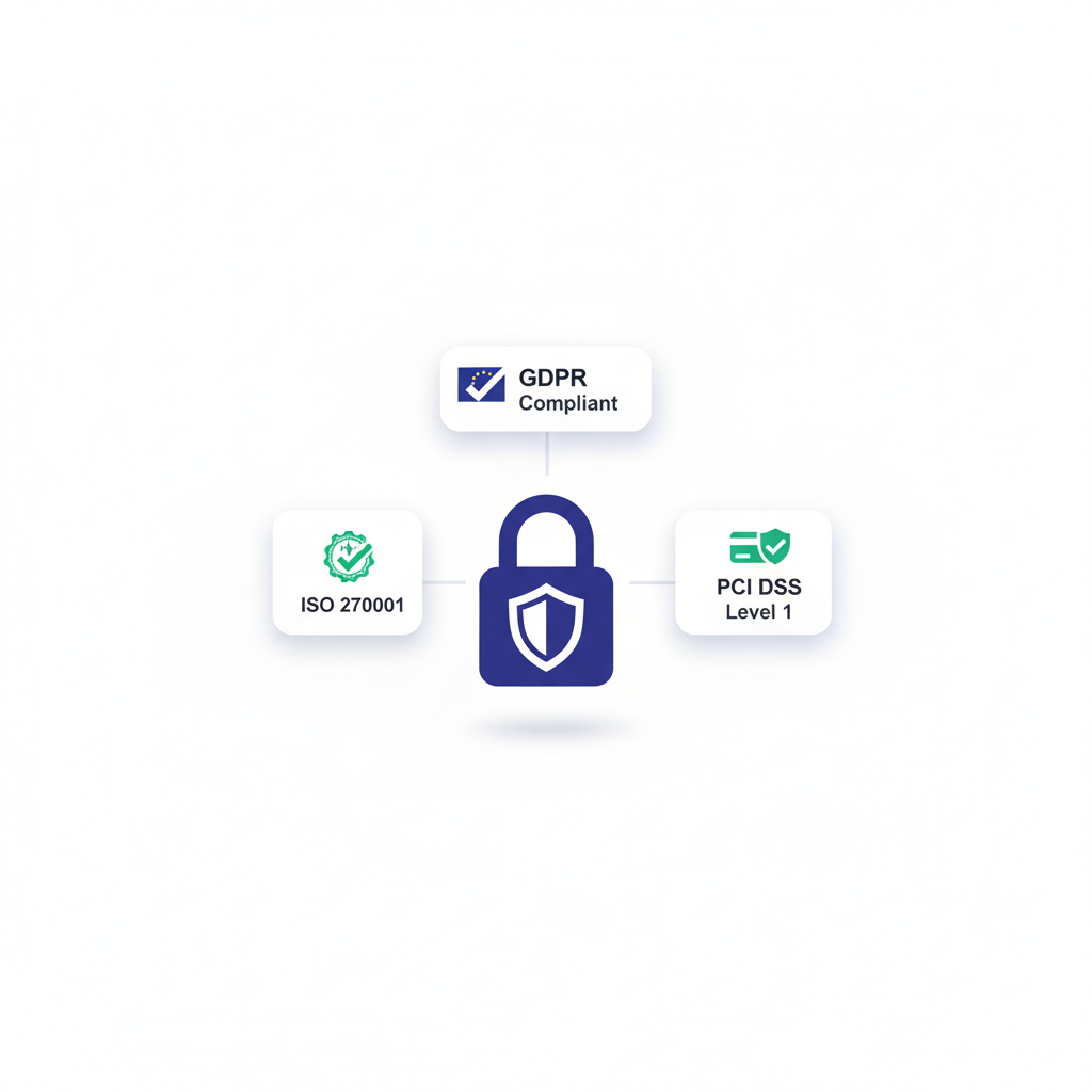 Hotel data privacy compliance checklist showing GDPR and PCI-DSS requirements