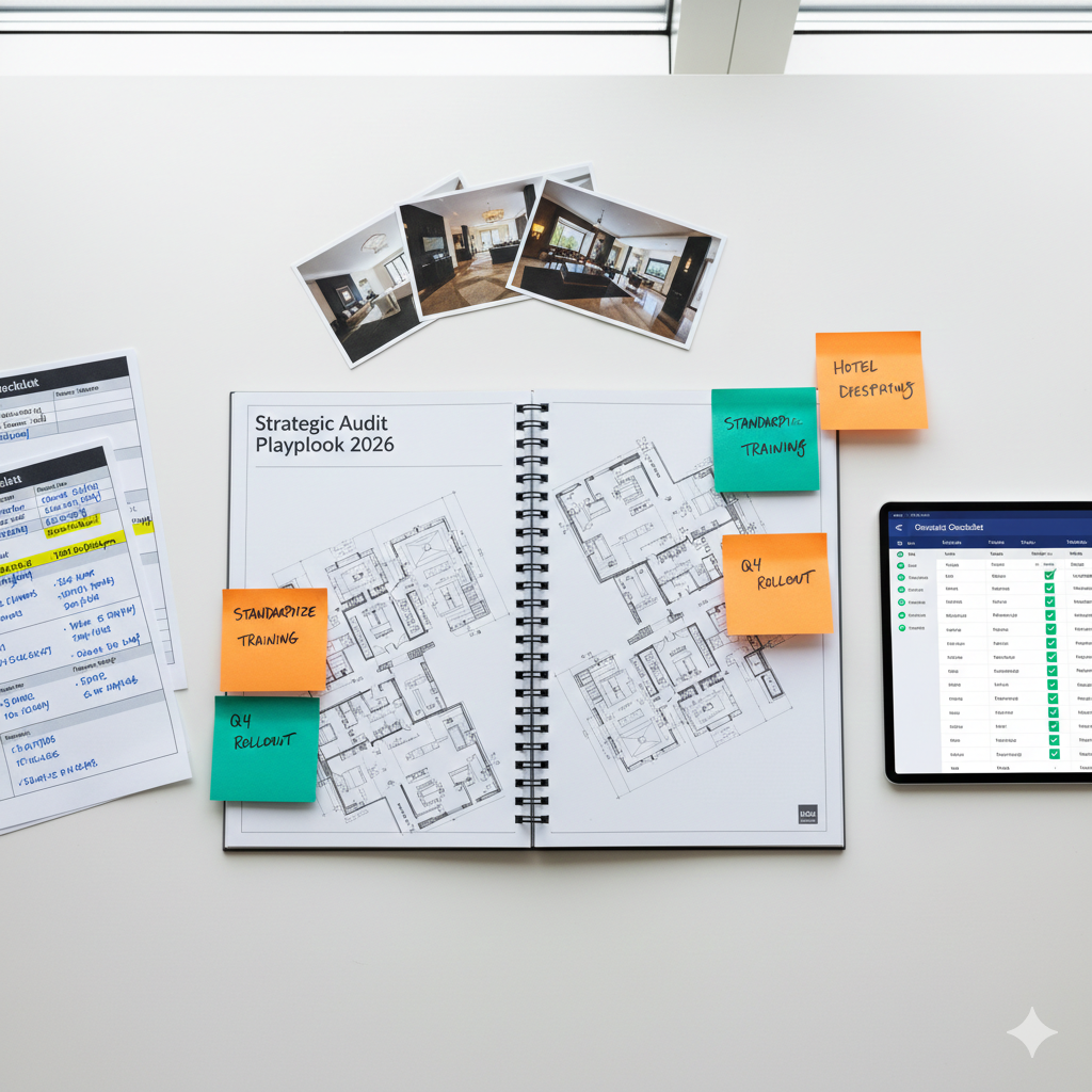 Multi-property audit consistency dashboard showing portfolio-wide standards