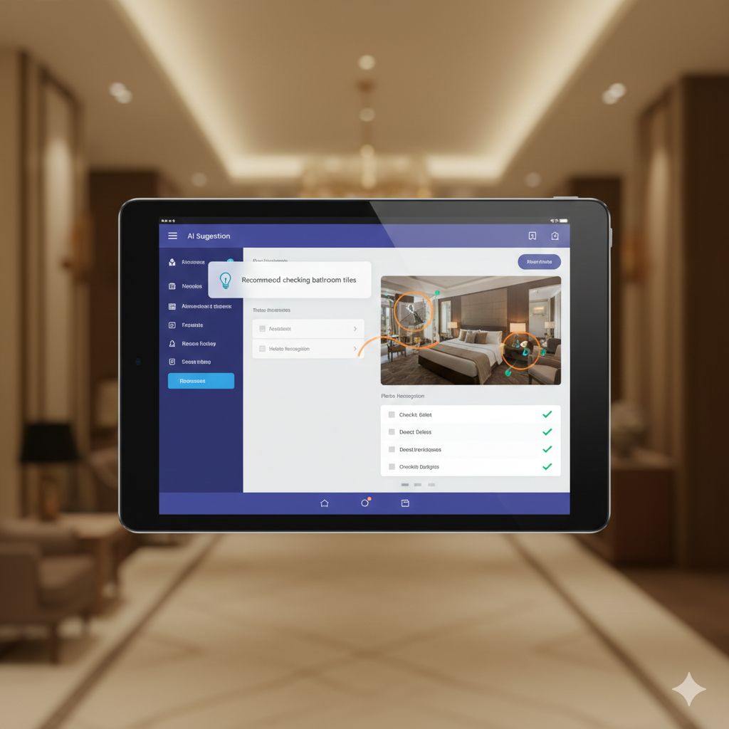Hotel audit software feature comparison matrix on laptop screen
