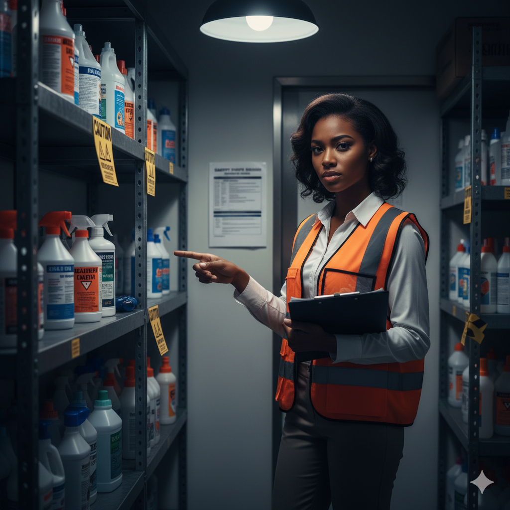 Hotel employee wearing PPE following safety protocols in kitchen